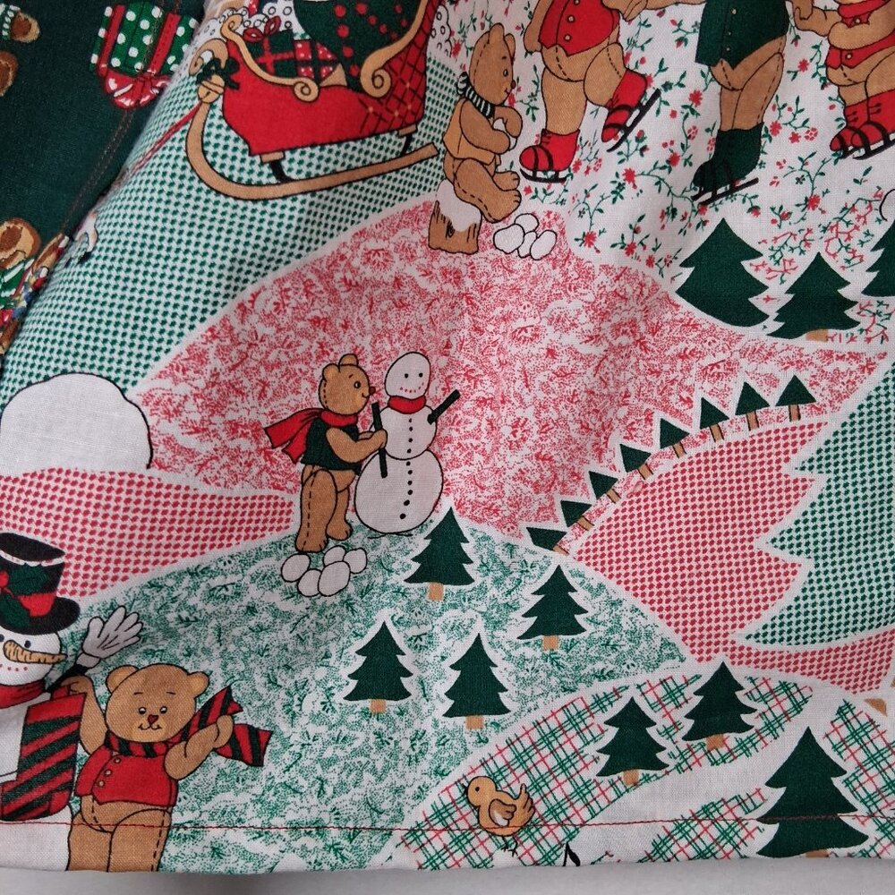 Handmade Christmas Teddy Bear Apron Patchwork Holiday One Of A Kind Homemade - Picture 5 of 15